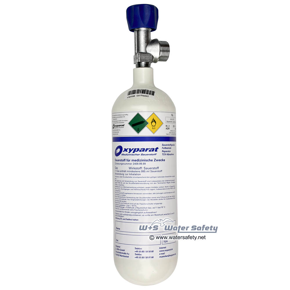 Sauerstoff-Flasche, leer 0,8 Ltr., G 3/4, 200 bar